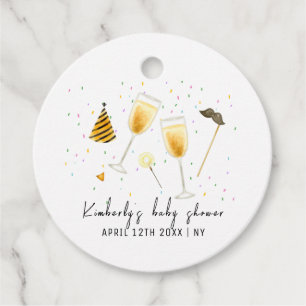 Sprinkle Sip and See Champagne Glass Baby Shower Favor Tags