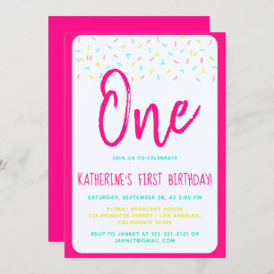 Sprinkle Sparkle Sweet Rainbow Confetti Birthday Invitation