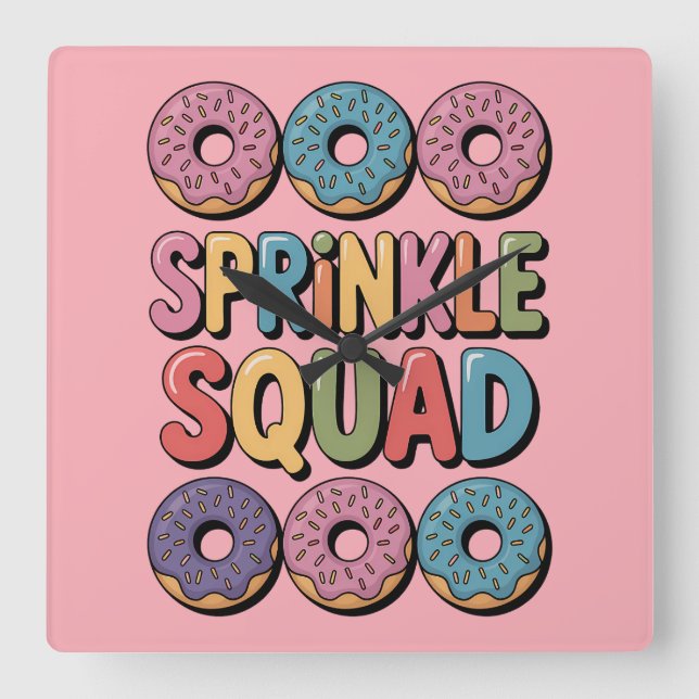 Sprinkle Squad | Baby Sprinkle Square Wall Clock (Front)