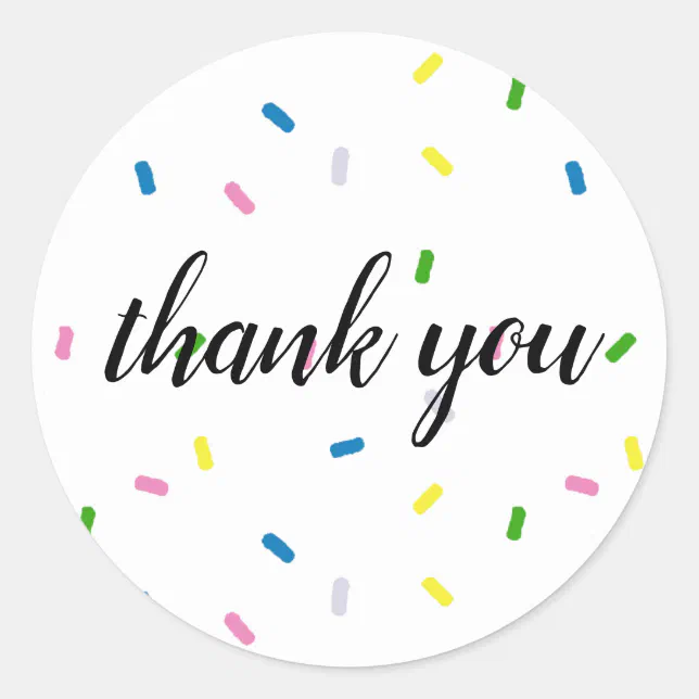 Sprinkle Thank You Birthday Party Stickers | Zazzle