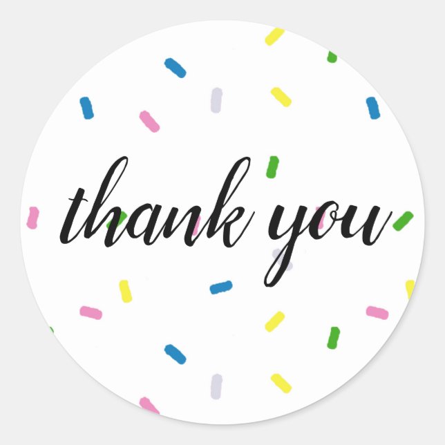 Sprinkle Thank You Birthday Party Stickers (Front)