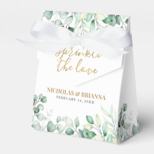 Sprinkle The Love Eucalyptus Monogram Gold Wedding Favor Boxes