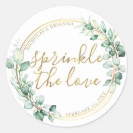 Sprinkle The Love Gold Greenery Eucalyptus Fancy Classic Round Sticker