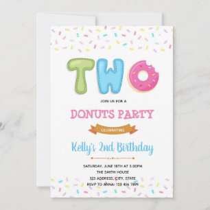 Sprinkle two sweet donut party invitation