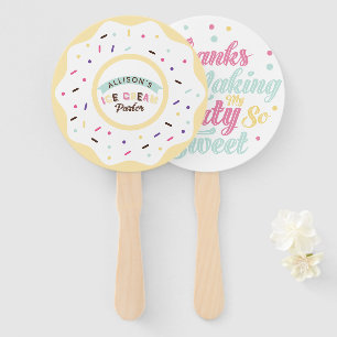 Sprinkle Vanilla Donut fun treat Birthday Party Hand Fan