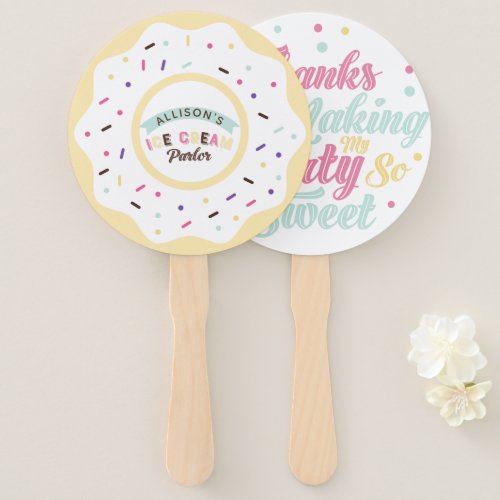 Sprinkle Vanilla Donut fun treat Birthday Party Hand Fan