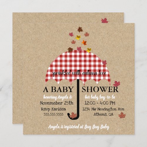 Sprinkle With Autumn Love Rustic Baby Shower Party Invitation