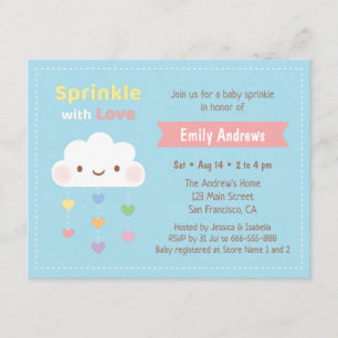 Sprinkle with Love, Cloud and Hearts Baby Shower Invitation