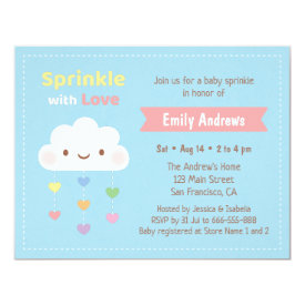 Sprinkle with Love Cloud and Hearts Baby Shower Invitation