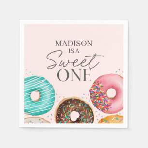 Sprinkled Donut 1st Birthday Party Table Decor Napkins