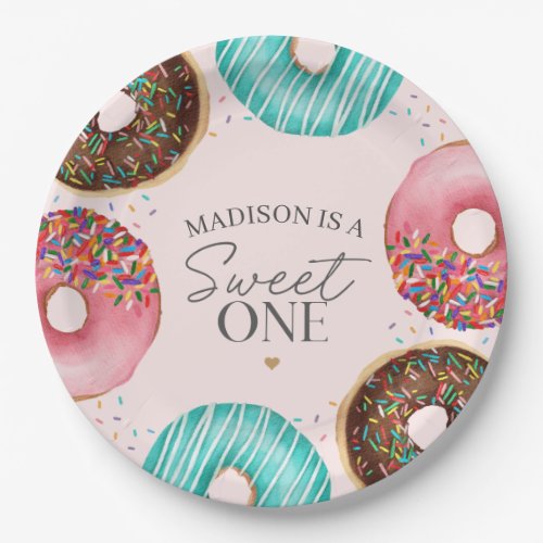 Sprinkled Donut 1st Birthday Party Table Decor Paper Plates
