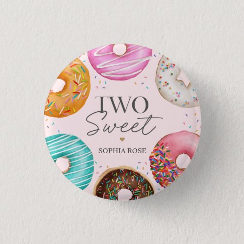 Sprinkled Donut 2nd Birthday Party Favors Button