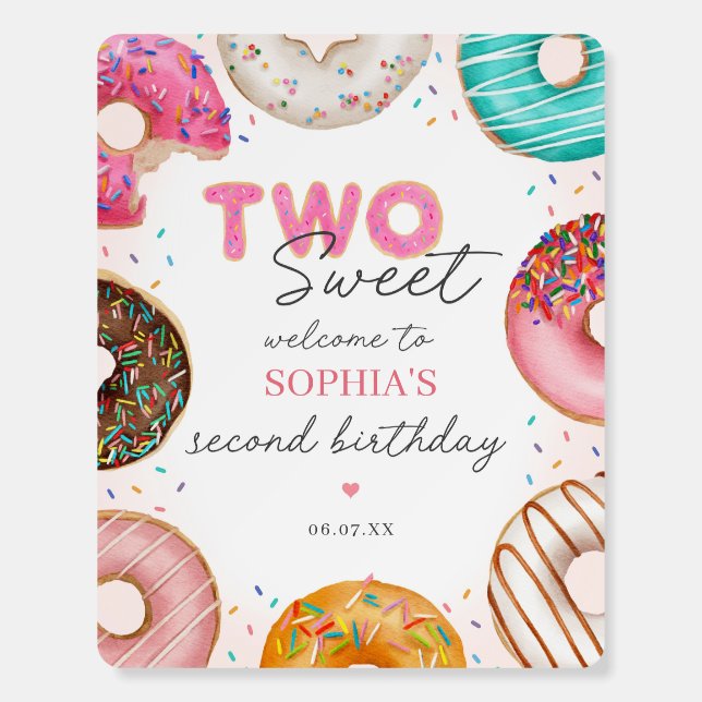 Sprinkled Donut 2nd Birthday Welcome Sign (Front)