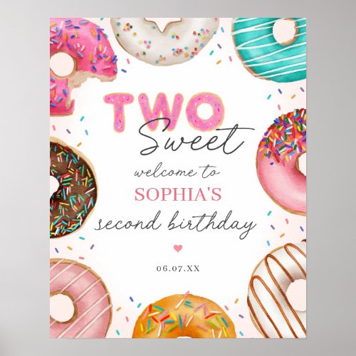 Sprinkled Donut 2nd Birthday Welcome Sign