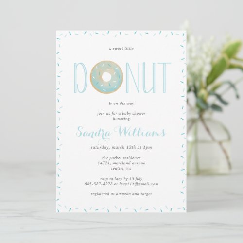 Sprinkled donut baby shower Invitation_Blue Invitation
