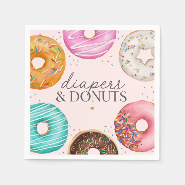 Sprinkled Donut Baby Shower Party Decor Napkins (Front)