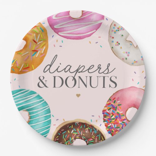 Sprinkled Donut Baby Shower Party Decor Paper Plates