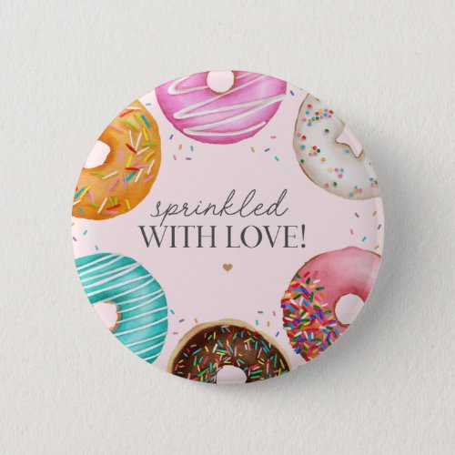 Sprinkled Donut Baby Sprinkle Party Table Decor Button