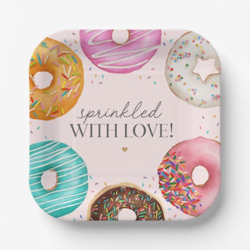 Sprinkled Donut Baby Sprinkle Party Table Decor Paper Plates
