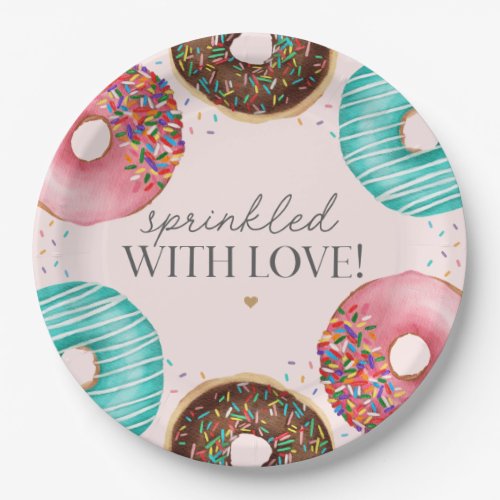 Sprinkled Donut Baby Sprinkle Party Table Decor Paper Plates