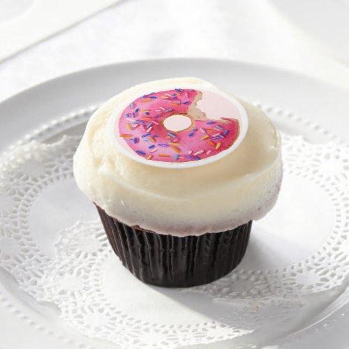 Sprinkled Donut Birthday Party Baby Shower Cupcake Edible Frosting Rounds