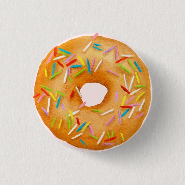 Sprinkled Donut Birthday Party Baby Shower Favors Button (Front)