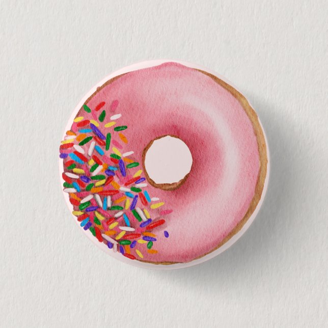 Sprinkled Donut Birthday Party Baby Shower Favors Button (Front)