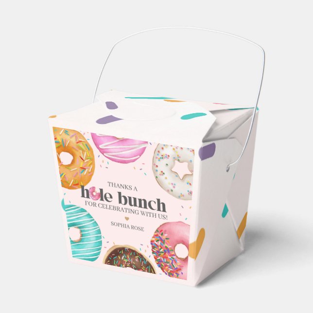 Sprinkled Donut Birthday Party or Baby Shower Favor Boxes (Front Side)