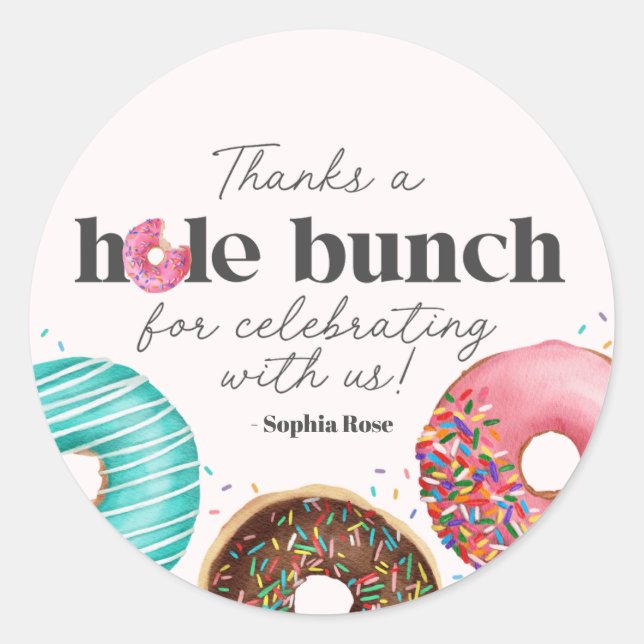Sprinkled Donut Circle Favor Sticker Party (Front)