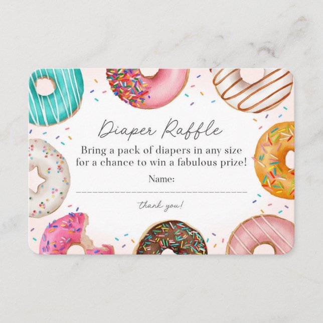 Sprinkled Donut Diaper Raffle Invitation Insert (Front)