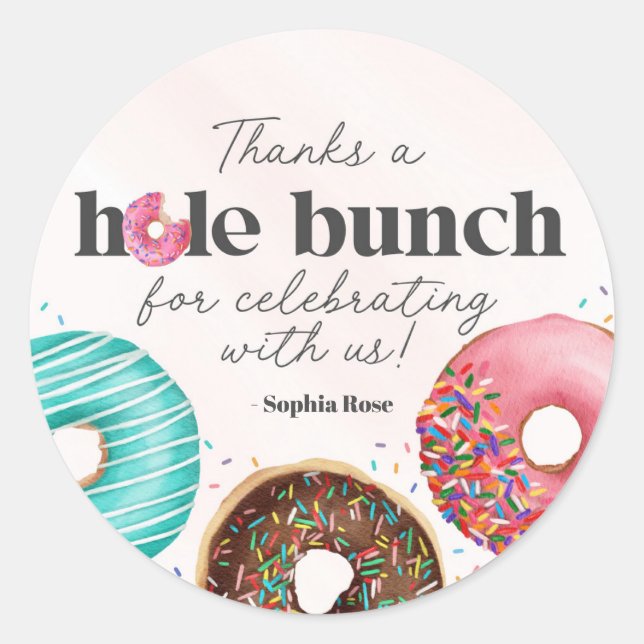 Sprinkled Donut Favor Sticker Party (Front)