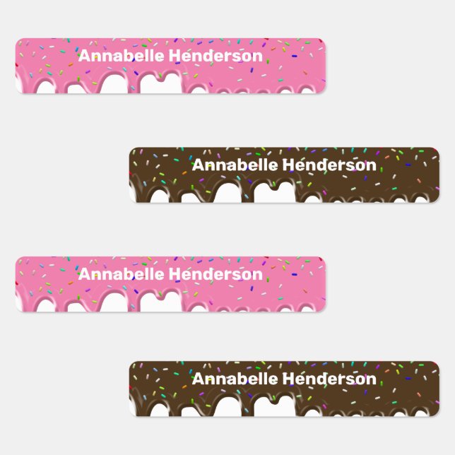 Sprinkled Donut Icing Kids' Labels (Group)