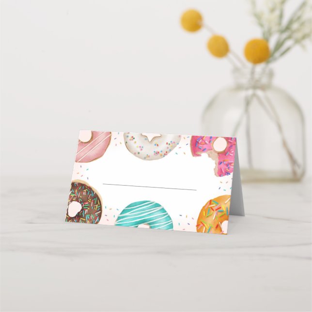 Sprinkled Donut Place Card Birthday or Baby Shower (Front)