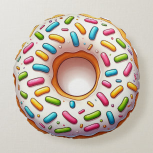 Sprinkled Donut Round Pillow – Fun and Realistic