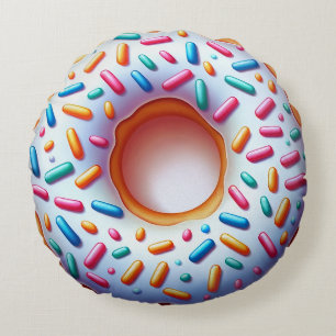 Sprinkled Donut Round Pillow – Fun and Realistic
