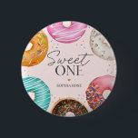 Sprinkled Donut Sweet ONE 1st Birthday Party Button<br><div class="desc">She is a sweet one! Simplify your prep and add a sprinkle of sweetness to your occasion with our Sprinkled Donut Printable collection. It's the ultimate recipe for a memorable celebration! With sweet designs and vibrant colors, this bundle makes organizing your 1st birthday a piece of cake! Every element in...</div>