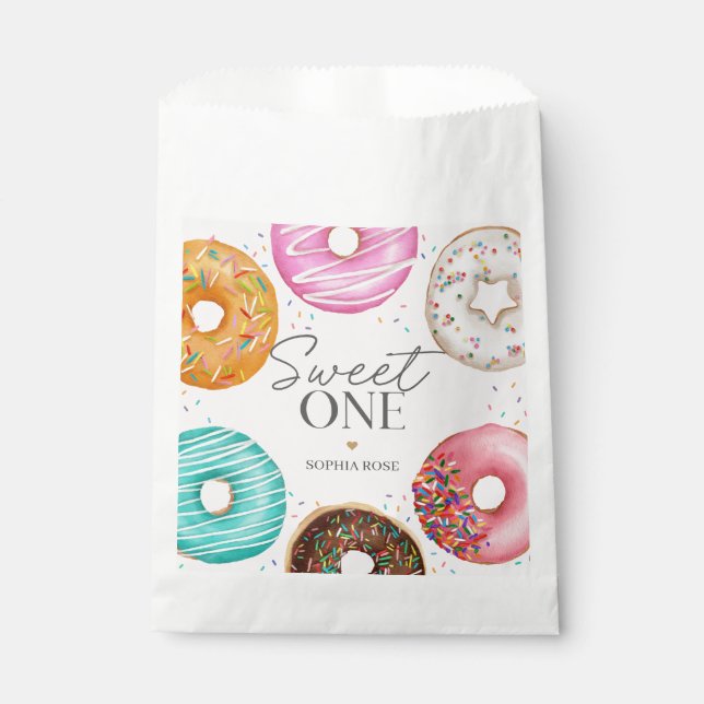 Sprinkled Donut Sweet ONE 1st Birthday Party Favor Bag (Front)