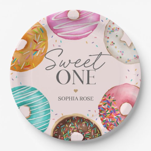 Sprinkled Donut Sweet ONE 1st Birthday Party Paper Plates