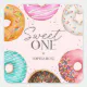 Sprinkled Donut Sweet ONE 1st Birthday Party Square Sticker | Zazzle
