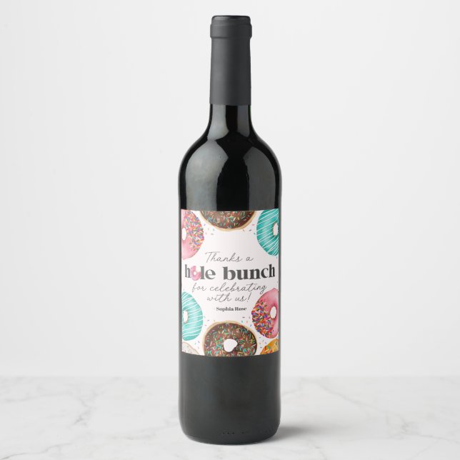 Sprinkled Donut Wine Label Sticker Party (Front)