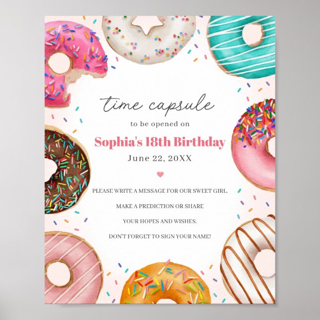 Sprinkled Donuts Advice Time Capsule Sign Birthday (Front)