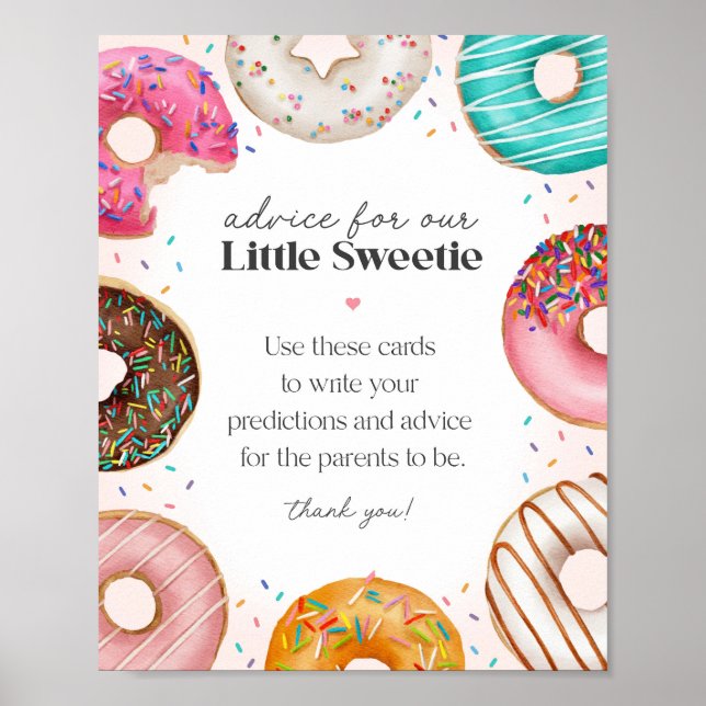 Sprinkled Donuts Baby Shower Advice for Baby Sign (Front)