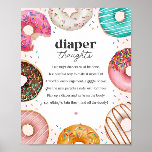 Sprinkled Donuts Baby Shower Diaper Thoughts Sign