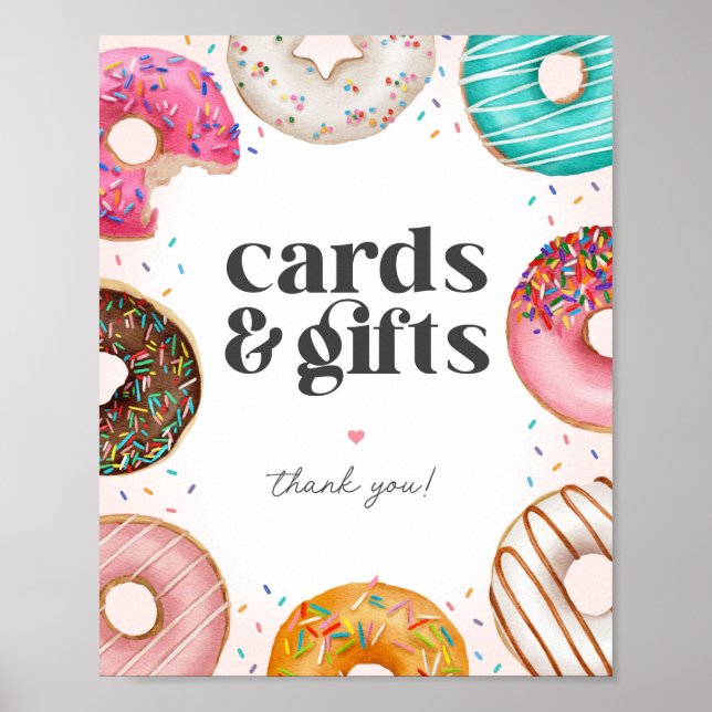 Sprinkled Donuts Birthday Cards and Gifts Sign (Front)