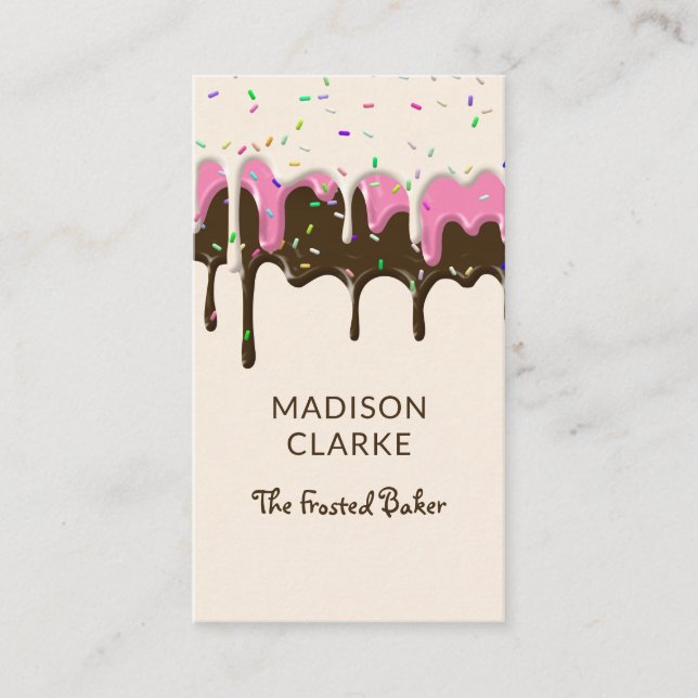 Sprinkled Frosting Drip Baker Bakery Business Card (Front)