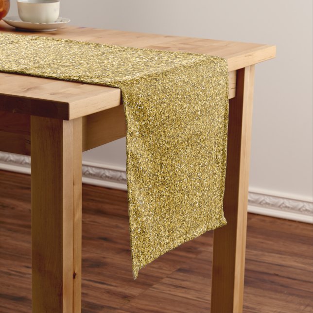 Sprinkled Gold Glitters. Long Table Runner (In Situ)