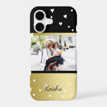 Sprinkled Hearts | Black Faux Gold | Custom Photo
