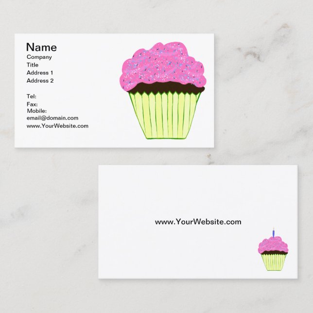 Sprinkled Pink Frosting Cupcakes Business Card (Front/Back)