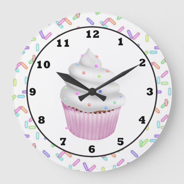 Sprinkled sweet treat cupcake wall clock (Front)