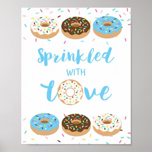 Sprinkled with Love Baby Shower Sign Blue Donuts